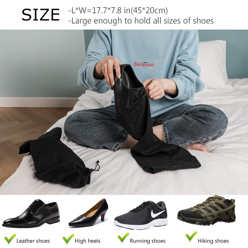 PlasMaller Shoe Storage Bags 100% Cotton with Drawstring For Men