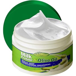 Milk Protein & Olive Oil Hair Deep Conditioning Treatment Hair Mask Strengthens, Repairs, Stops Breakage and Promotes Growth for Soft, Healthy, Manageable Hair - Sofn’Free GroHealthy Single