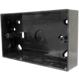 Black Pattress Box Double 32mm PVC Surface 2 Gang with Lnockouts for 20mm Conduit and 25x16mm Mini Trunking (1)