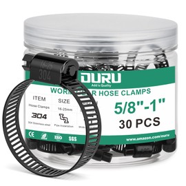 OURU 30PCS 5/8"–1" Black Hose Clamp,Adjustable 16-25mm Small Hose Clamps Stainless Steel,Metal Worm Gear Hose Clamps for Automotive,Plumbing,Intercooler,Pipe,Fuel Line Radiator Clamps