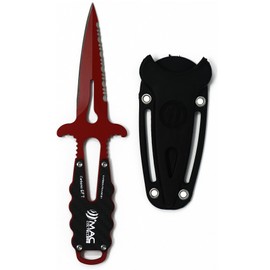 Walker by Mac Coltellerie APNEA 9 Scuba Diving Knife Stainless Steel Made in Italy w/PTFE Rosso Coating & Carbon Handle