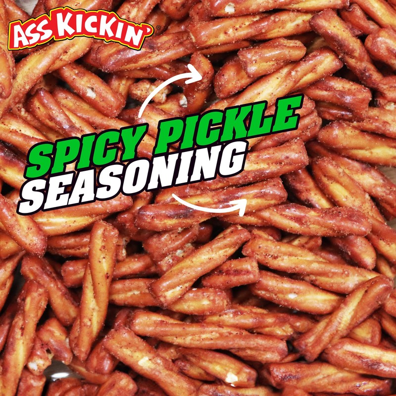 ASS KICKIN’ Spicy Pickle Pretzels 12 Ounce Size Flavor Pack