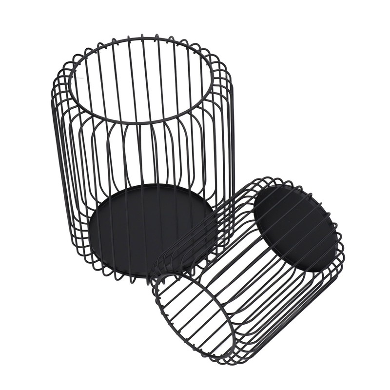 Cage Candleholder Set Matte Black Metal Cylinder Modern Simple Bird