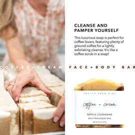 Pretty farm girl Coffee + Cream Soap Bar - Soften & Smooth - Coffee Scented - Handmade - All Skin Types - Tallow & Goat Milk