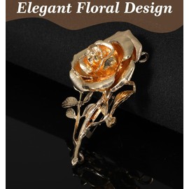 Rose Brooch, Rose Brooches for Women, Gold Brooch for Men, Women, Wedding, Holiday, Party, Dress and Suit, (5.5 X 8.5 in)