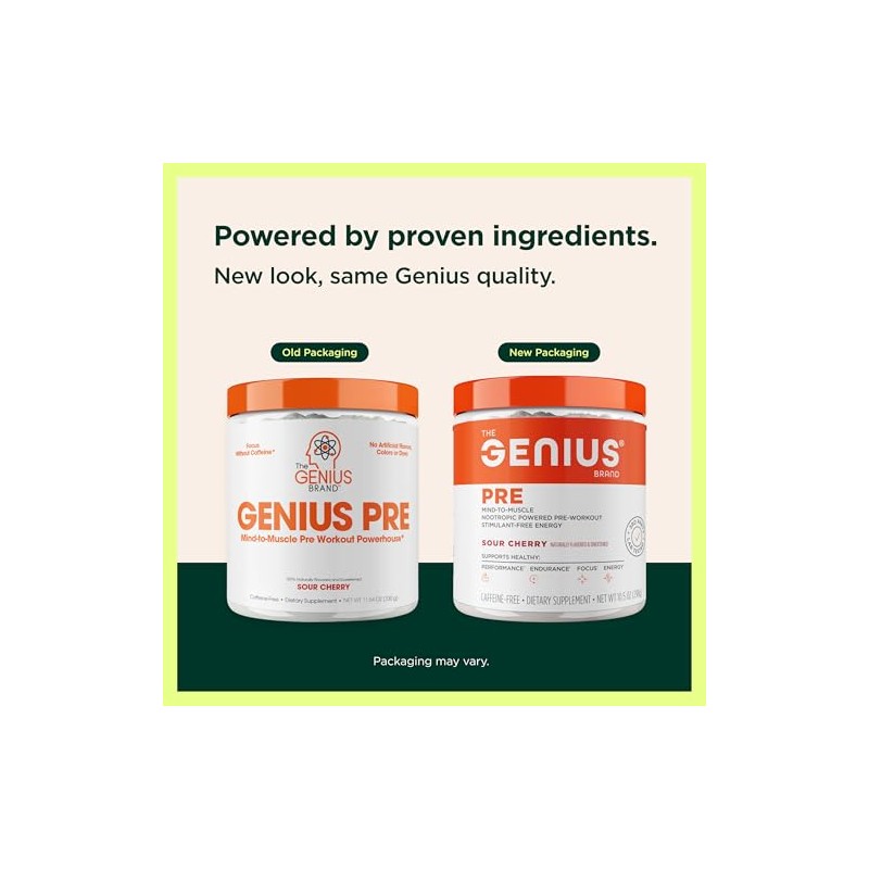 The Genius Brand Genius Pre Workout Powder, Sour Cherry