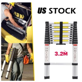 Bowoshen Telescoping Ladder, SocTone 12.5 FT Aluminum Lightweight Extension Ladder