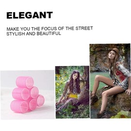 Juego de Tubos para Cabello Rulos para Cabello Juego de Rodillos de Velcro con Accesorios Rizador Pelo sin Calor Rodillos de Velcro 3 Tamaños (33)