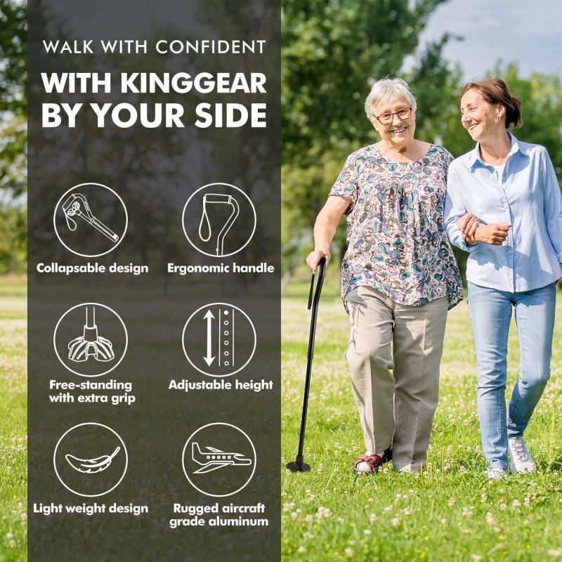 KINGGEAR F1 Walking Cane For Women & Men Lightweight &