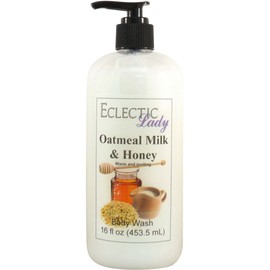 Eclectic Lady Liquid Pearl Body Wash - Oatmeal Milk And Honey Scent 3-in-1 Use For Bubble Bath, Hand Soap & Body Wash, Phthalate-Free Oatmeal Milk And Honey Fragrance, Handcrafted in USA (16 oz)