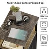 Fixwal Night Stand with Charging Station, LED Nightstand with Fabric