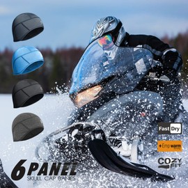 EMPIRELION Winter 6-Panel Helmet Liner Skull Cap Thermal Cycling Cap Running Beanie Hats Ears Warm Moisture Wicking (Grey Melange)