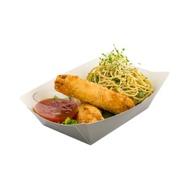 Restaurantware Bio Tek 1 Pound Food Boats 50 Disposable Paper Food Trays - Heavy-Duty Greaseproof Gray Paper Food Boats For Snacks Appetizers Or Treats Use At Parties Or Carnivals