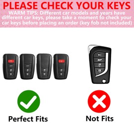 Simocky Key Fob Cover with Diamond Keychain for Toyota Car Key Shell Compatible with 2018-2024 Highlander RAV4 Camry Avalon C-HR Corolla GT86 Full Cover Protector for Women (3 Buttons-Purple Heart)