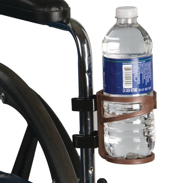 Sammons Preston Wheelchair Beverage Holder, 2-1/2"-3" in Diameter, Black, Easily Adjustable Top Ring for Container Size Variation, Cup/Drink Holder for Wheelchair, Standard Arm, Attaches with Snap