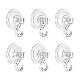 VEVOR Suction Cup Hooks 6 Pack, 2.76 x 3.54 x 1.57 inch, 10 LBS Max Load Clear Shower Suction Cups, Strong and Reusable Heavy Duty Wall Holder, for Loofah, Towel, Glass, Window, Kitchen, Bathroom