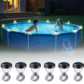 JEMULICE Solar Pool Lights for Above Ground Pools, LED Energy Saving Warm White Light, Waterproof for Frame Swimming Pools Night Accessories (6)