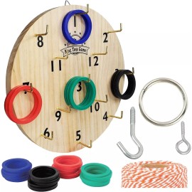 MABUA Ring Toss Hook Game with 24 Rings. Beautifully Finished Mens, Dad, Boys/Girls
