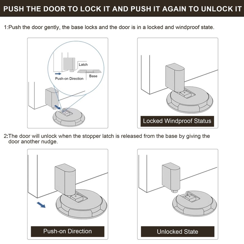 PANALI 1 Pack Windproof Magnetic Door Stopper, Concealed Retractable Design