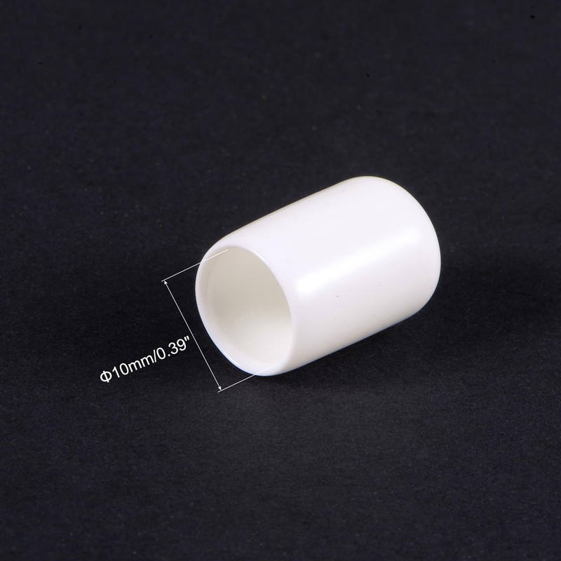 sourcing map 50pcs Round Rubber End Caps 10mm White Vinyl