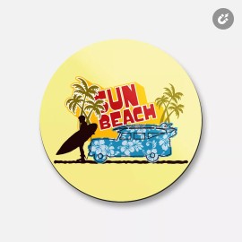 Unbranded Sun Beach Serfing | 4'' X 4'' Round Decorative Magnet
