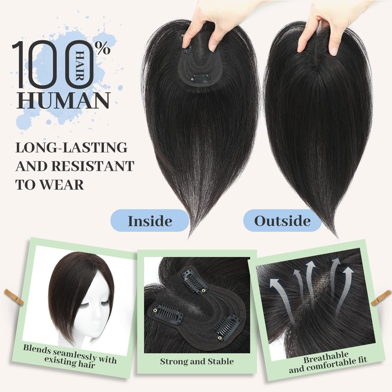 SEA SINGING Hair Toppers for Women Real Human Hair,Remy Human