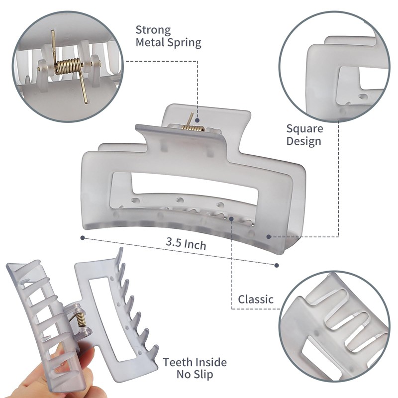 Sisiaipu 3.5 Inch Square and Rectangular Hair Clips - 12