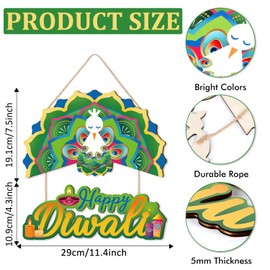 IARTTOP Happy Diwali Door Decoration Diwali Themed Front Door Sign Indian Festival of Lights Wall Hanging India Deepavali Party Wall Signs for Home Traditional Dewalee Party Porch Decor