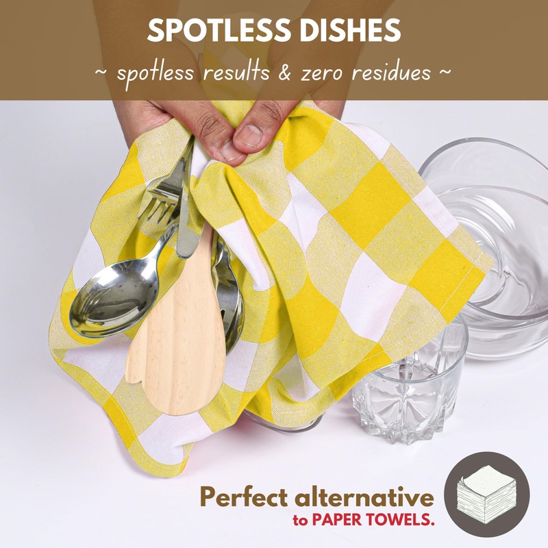 Native Fab Yellow Buffalo Dish Towel 16"x26", Set of 4