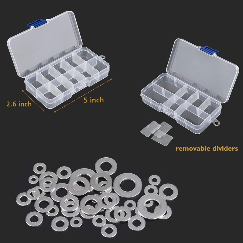 Goysen Stainless Steel Flat Washers, 360PCS Assorted Flat Metal Washers