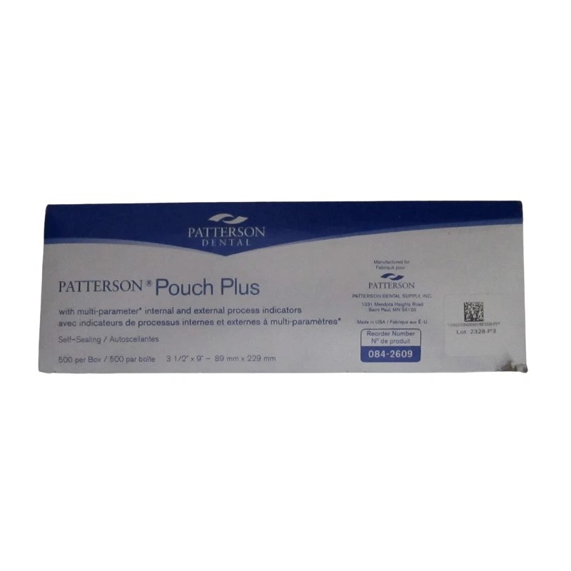 Patterson Dental Sterilization Pouch Plus 3 1/2"x9" Self-Sealing & Indicators