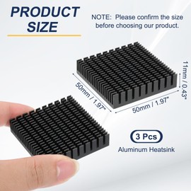 PATIKIL Heatsink 50x50x11mm, 2 Pcs Aluminum Cooler Radiator Heat Sink with Thermal Blue Sticker for Raspberry Pi Chip CPU Power Transistor FET IC Power Amplifier, Black