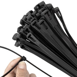 Armpow 14 Inch Recoverable Reusable Zip Ties, 100PCS Black Zip Ties, Outdoor 120 lb. Small Cable Ties, Small Releasable Plastic Ties, Removable Wire Ties for Wire Management Outdoor Patio