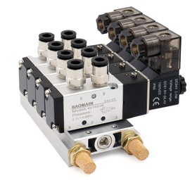 Baomain Pneumatic Solenoid Valve 4V110-06 DC 24V 2 Position 5 Way 4 Connected with Base Muffler