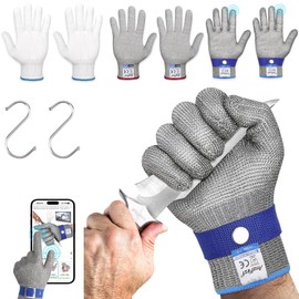 AmzFirst Cut Resistant Gloves Food Grade & Stainless Steel Mesh for Oyster Shucking Butcher Kitchen Meat and Fish Slicing(2 Pcs - 9/Large (Pack of 2))