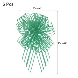 MECCANIXITY 5pcs 4 Inch Organza Large Pull Bow Metallic Gift Wrapping Bows Ribbon Chiffon Yarn Forest Green for Wedding Basket Present Christmas Valentine's Day