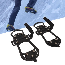 1pair Ice Cleats, Snow Traction Cleats Crampons for Shoe and Boots, Anti Slip Rubber Stainless Steel Grippers Shoe Spikes Grips for Ice Snow, Winter Hiking Climbing Ice Fishing