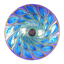 MUMTOP Outdoor Glass Bird Bath Solar Birdbaths with Metal Stand for Lawn Yard Garden Peacock Decor,18” Dia 21.65” Height