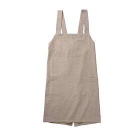 Lep Habituel 500408 Frosty Back Cross Apron, Beige, Plain, Length 28.7 x Width 39.4 inches (73 x 100 cm), Pockets, 100% Cotton, Machine Washable, Women's, Men's, Shoulder Bag, Stylish, Cute, Kitchen,