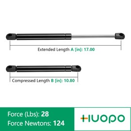 HUOPO C16-02622 17 inch 28lb/124N Gas Strut Shocks Spring Lift Support for Leer Camper Shell Topper Rear Windows Door Truck Cap Toolbox Canopy Struts Replacement Part, Set of 2