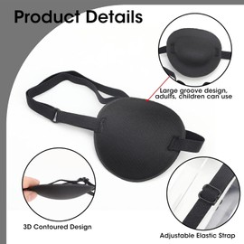 Parches para Ojos Ambliopía, 2 Parches Oculares Ajustables para Adultos y Niños, Parche Médico para Ojo Perezoso Izquierdo/Derecho, Diseño 3D Transpirable