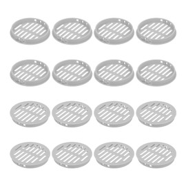 sourcing map 16Pcs 80mm/3.15" Circular Soffit Air Vents, Plastic Soffit Vent Cover, Round Mesh Hole Louver for Bathroom Kitchen Cabinet Wardrobe, Light Gray
