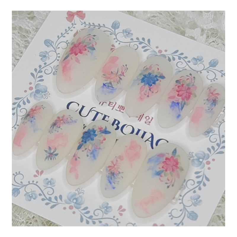Soft Rose Handmade Nail Tips - Oval M / 소프트