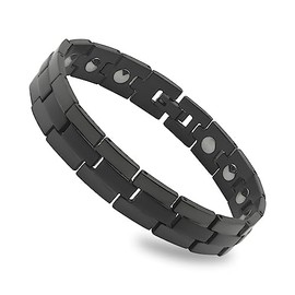 QIAOZILI High Purity, 99.999% Germanium, 16 Tablets, Men's Germanium Bracelet, Titanium Bracelet, Black, Skin-friendly, Health, Anti-Static, Gift Box, Instruction Manual Included, Adjustable Size