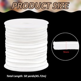 BENECREAT 50 Yards x 0.35 Inch Piping Trim with Welting Cord, White Elastic Piping Bias Tape Piping Cord Trim for Sewing Home Decoration DIY Crafts