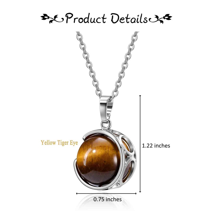 Jovivi Natural Crystal Healing Stone 18mm Rotatable Tiger Eye Gemstone