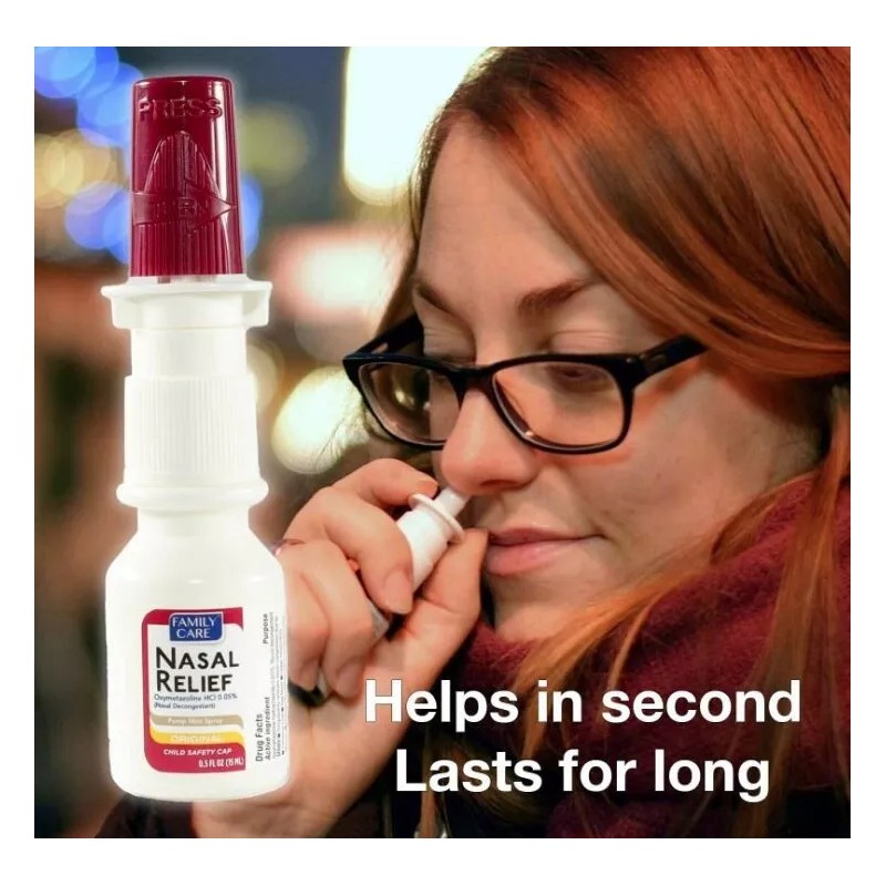 Family Care Nasal Relief 12 Hour Pump Mist Spray Oxymetazoline