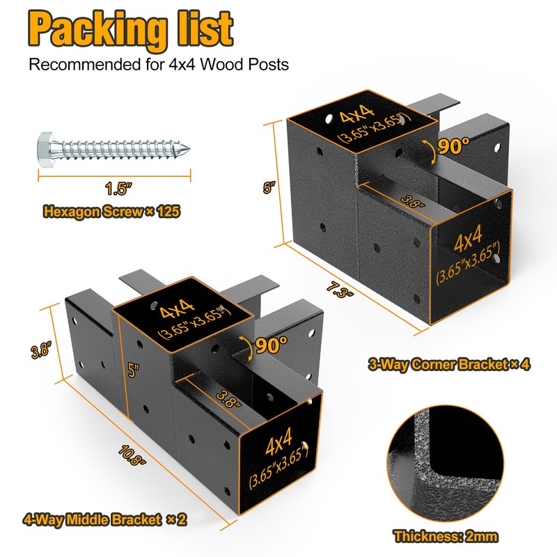 Eapele Pergola Kits with 3-Way & 4-Way Corner Brackets for