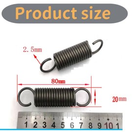 Jindizi Extension Spring, 2Pack Extended Tension Spring Wire for Home Repair Machinery, Manganese Steel Extended Compressed Spring Black 2.5x20x80mm(WxODxL)