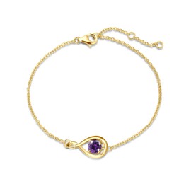 FANCIME Amethyst Bracelet February Birthstone for Women 925 Sterling Silver Gold Plated Infinity Link Bracelet Purple Gemstone Fine Jewelry Birthday Valentine‘s Day Gifts for Her Mom